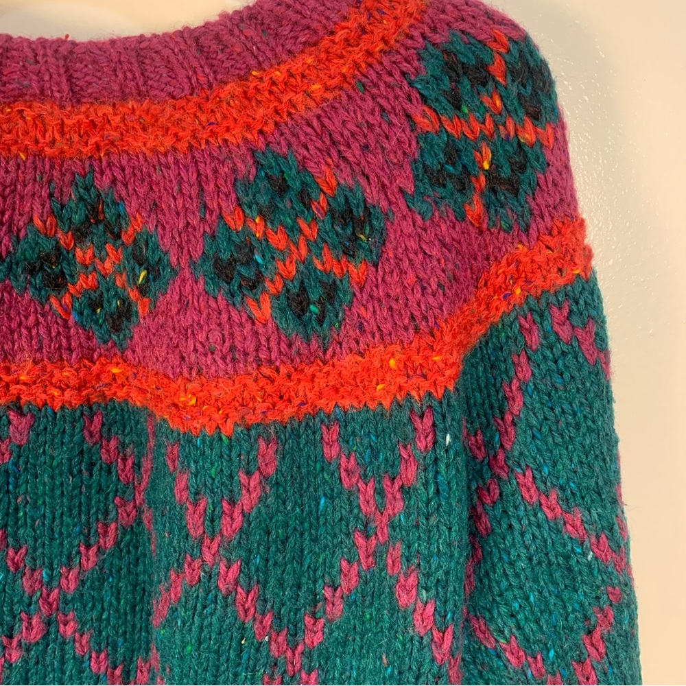 VTG 90s Liz Sport Chunky Cropped Pullover Pattern Sweater - Picture 11 of 11